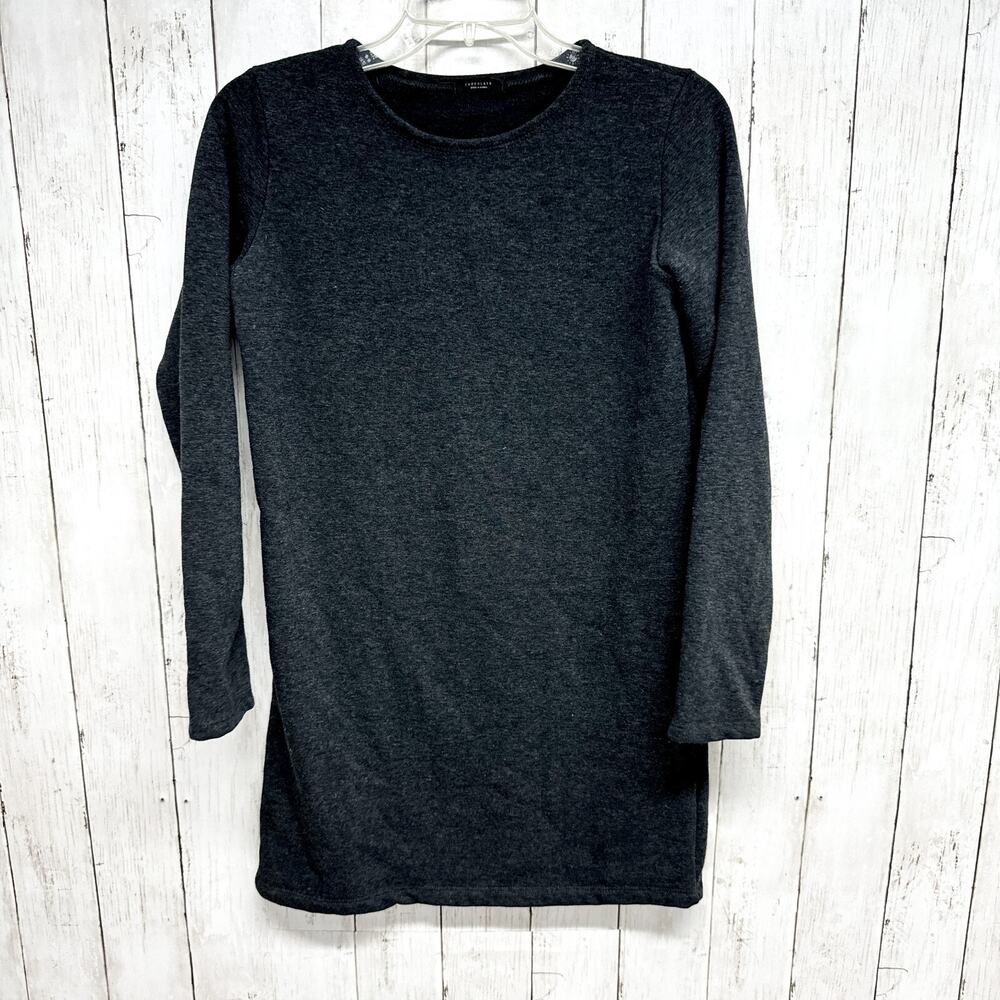 Chocolate Dress Women M Sweatshirt Jersey Heather Gray Crewneck Long Sleeve Midi
